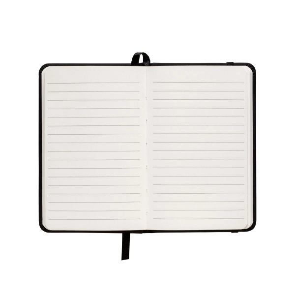 Immagine Quaderno in PU con elastico colorato, fogli a righe (80 pag.), segnalibro in raso