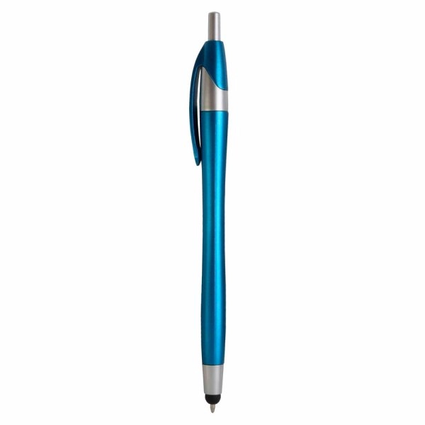 Immagine Penna a scatto in plastica con gommino per touch screen