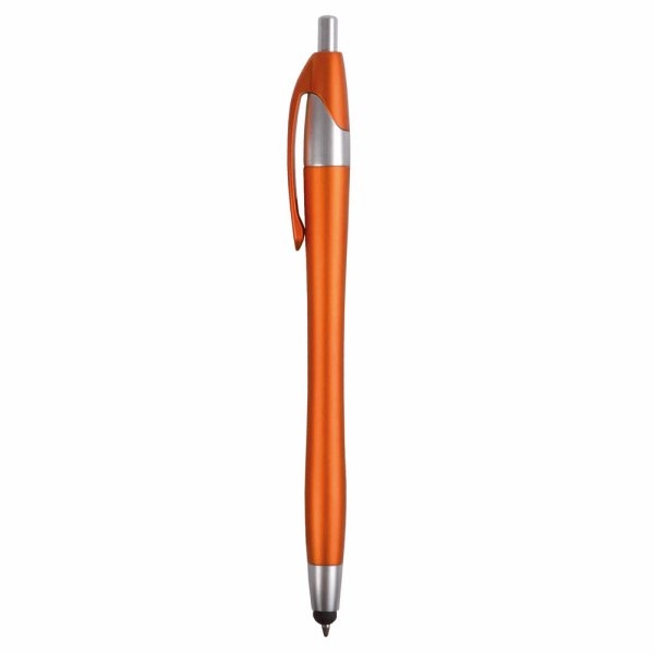Immagine Penna a scatto in plastica con gommino per touch screen