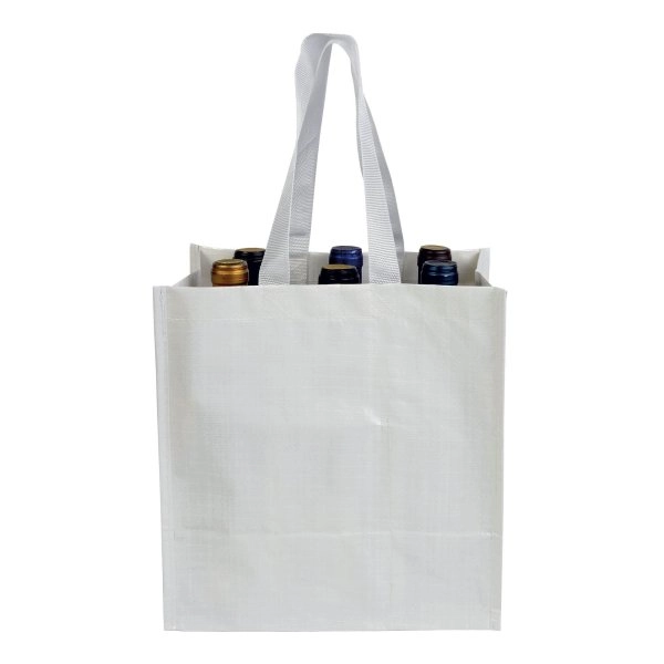Immagine Shopper porta bottiglie (6 posti) in PP laminato 120 g/m2, manici corti a nastro