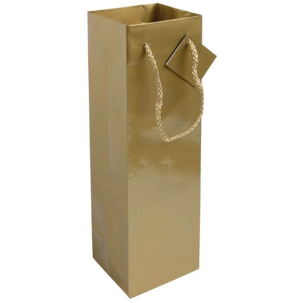 Shopper con soffietto porta bottiglia in carta laminata 157 g/m2 con rinforzo alla base