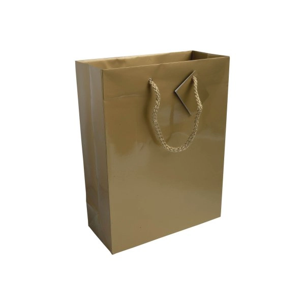 Shopper con soffietto in carta laminata 157 g/m2 con rinforzo alla base