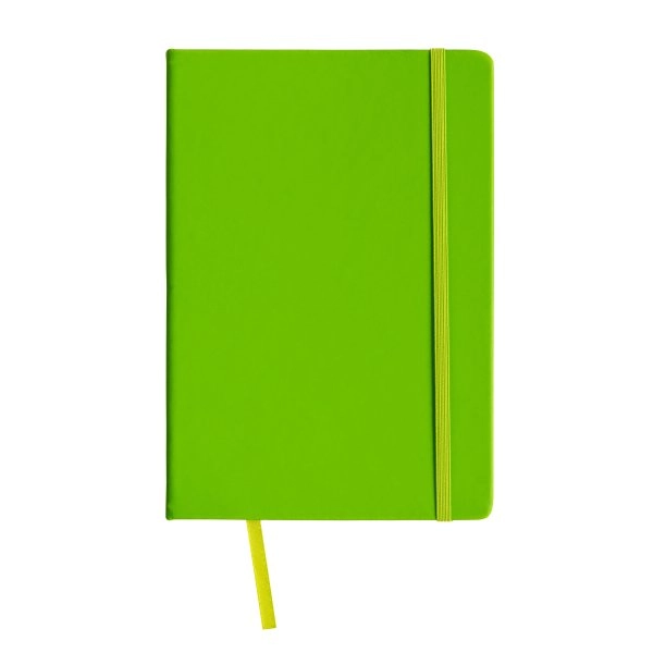 Quaderno in PU con elastico colorato, fogli a quadretti (80 pag.), segnalibro in raso