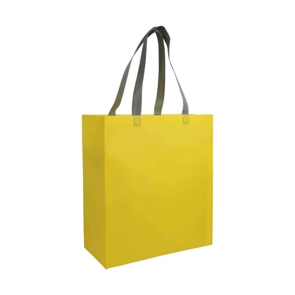 Immagine Shopper con soffietto in TNT laminato 100 g/m2 termosaldato, manici corti