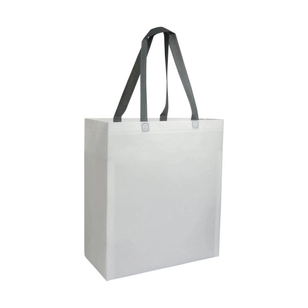 Immagine Shopper con soffietto in TNT laminato 100 g/m2 termosaldato, manici corti
