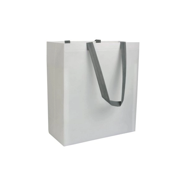 Immagine Shopper con soffietto in TNT laminato 100 g/m2 termosaldato, manici corti