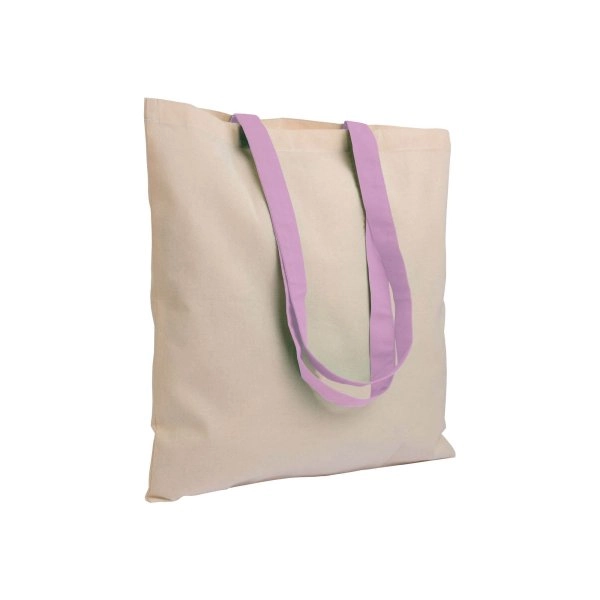 Immagine Shopper in cotone naturale 135 g/m2, manici lunghi colorati