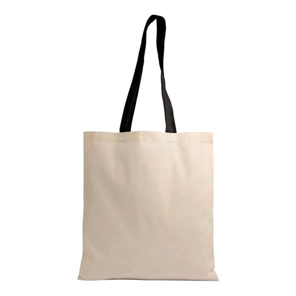 Immagine Shopper in cotone naturale 135 g/m2, manici lunghi colorati