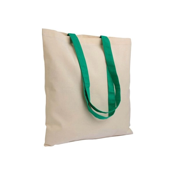 Immagine Shopper in cotone naturale 135 g/m2, manici lunghi colorati