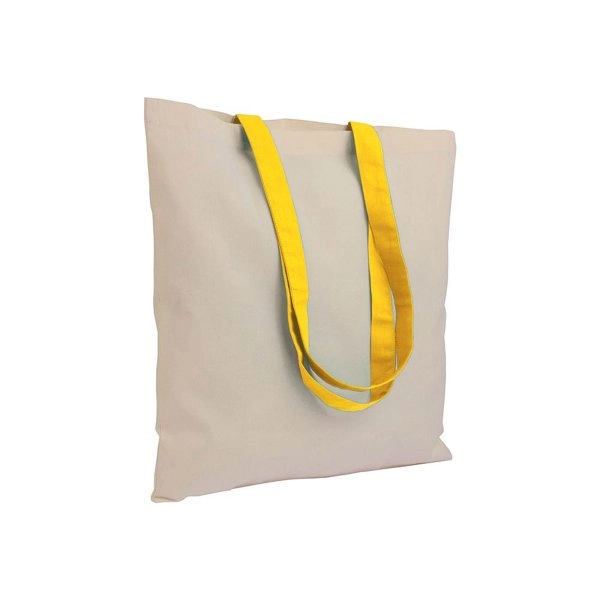 Immagine Shopper in cotone naturale 135 g/m2, manici lunghi colorati