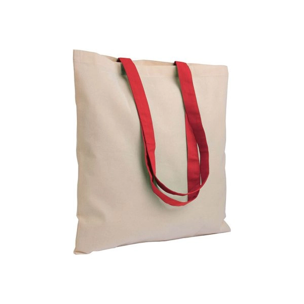 Immagine Shopper in cotone naturale 135 g/m2, manici lunghi colorati