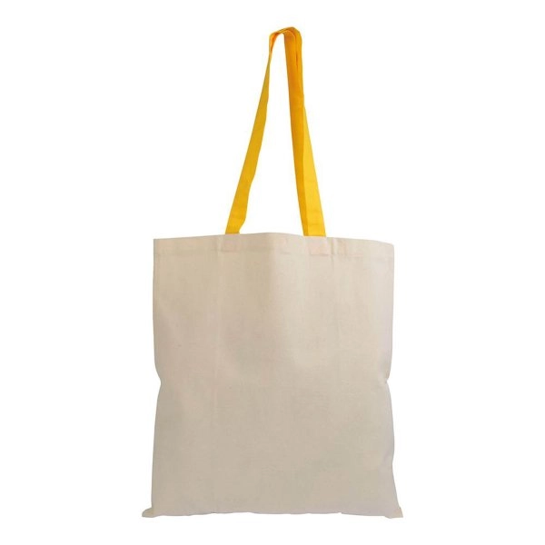 Immagine Shopper in cotone naturale 135 g/m2, manici lunghi colorati