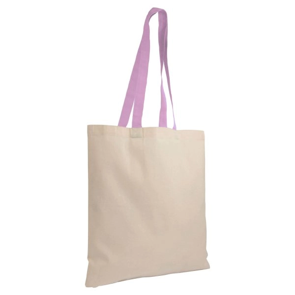 Immagine Shopper in cotone naturale 135 g/m2, manici lunghi colorati