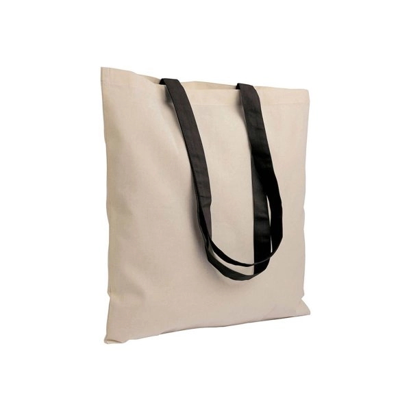 Immagine Shopper in cotone naturale 135 g/m2, manici lunghi colorati
