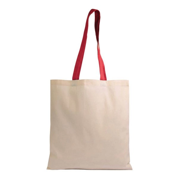 Immagine Shopper in cotone naturale 135 g/m2, manici lunghi colorati