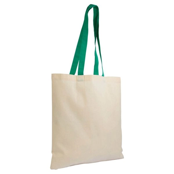 Immagine Shopper in cotone naturale 135 g/m2, manici lunghi colorati