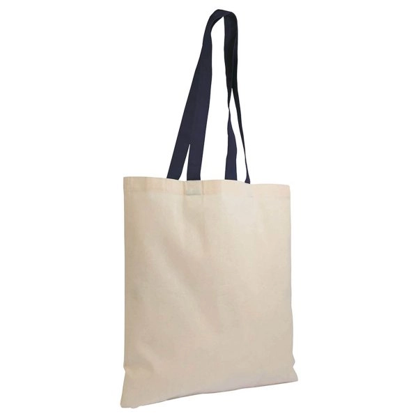 Immagine Shopper in cotone naturale 135 g/m2, manici lunghi colorati