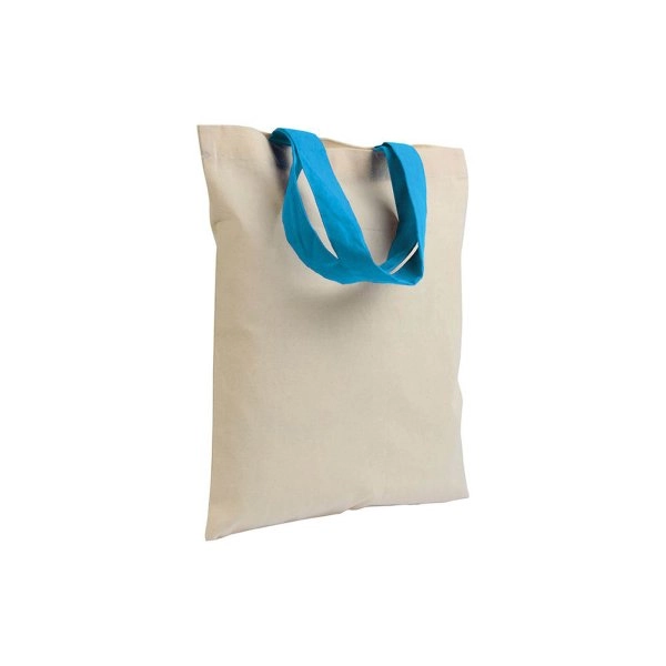 Shopper mini in cotone naturale 135 g/m2, manici corti colorati