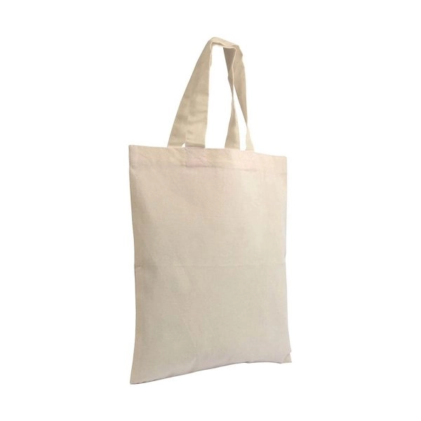 Immagine Shopper mini in cotone naturale 135 g/m2, manici corti colorati