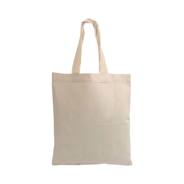 Immagine Shopper mini in cotone naturale 135 g/m2, manici corti colorati