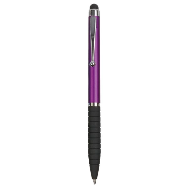 Penna twist in plastica, con impugnatura gommata e gommino per touch screen