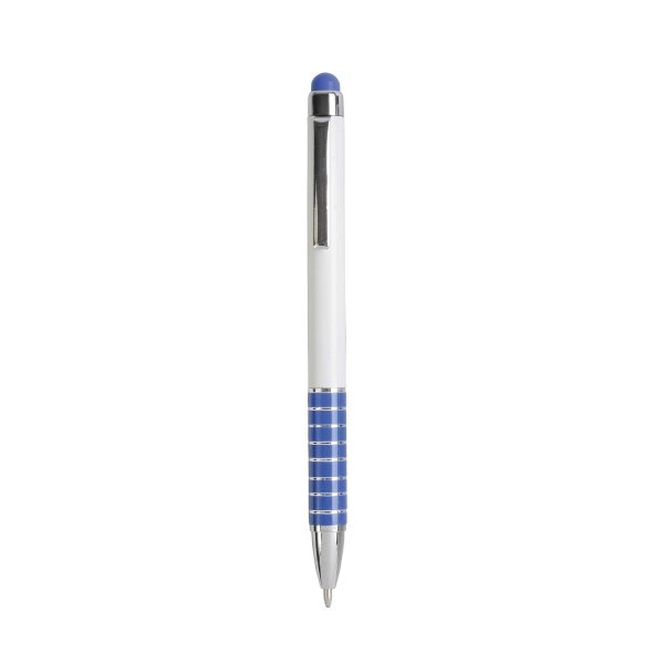 Immagine Penna twist con fusto bianco in plastica e impugnatura colorata in alluminio