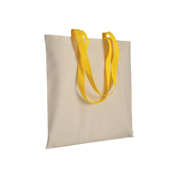 Immagine Shopper in cotone naturale 220 g/m2, manici lunghi colorati