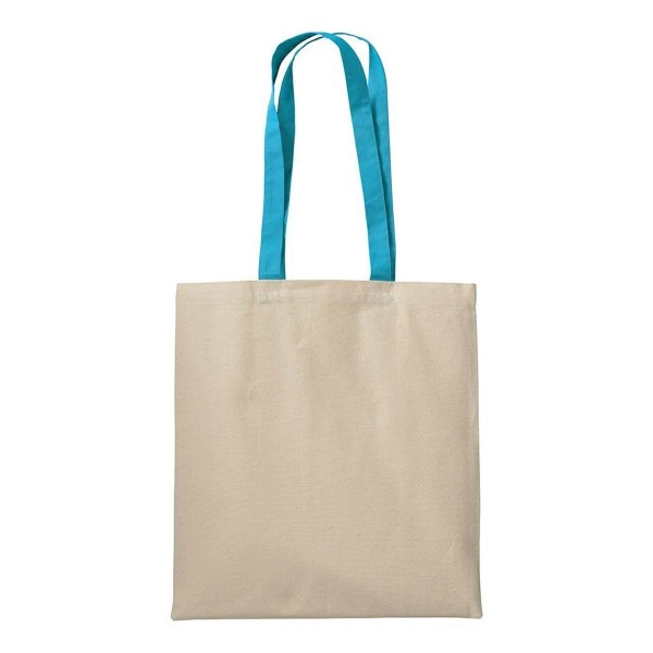 Immagine Shopper in cotone naturale 220 g/m2, manici lunghi colorati