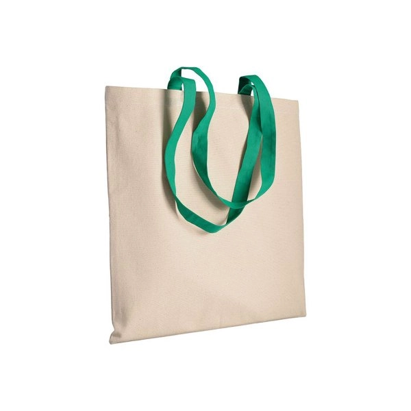 Immagine Shopper in cotone naturale 220 g/m2, manici lunghi colorati