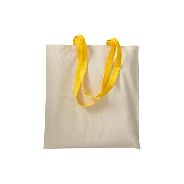 Immagine Shopper in cotone naturale 220 g/m2, manici lunghi colorati