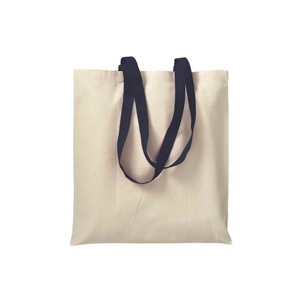 Immagine Shopper in cotone naturale 220 g/m2, manici lunghi colorati