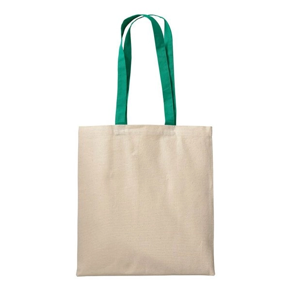 Immagine Shopper in cotone naturale 220 g/m2, manici lunghi colorati