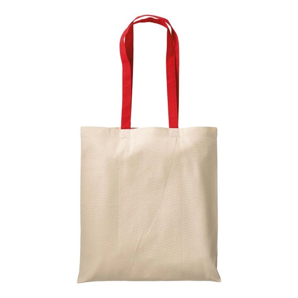 Immagine Shopper in cotone naturale 220 g/m2, manici lunghi colorati