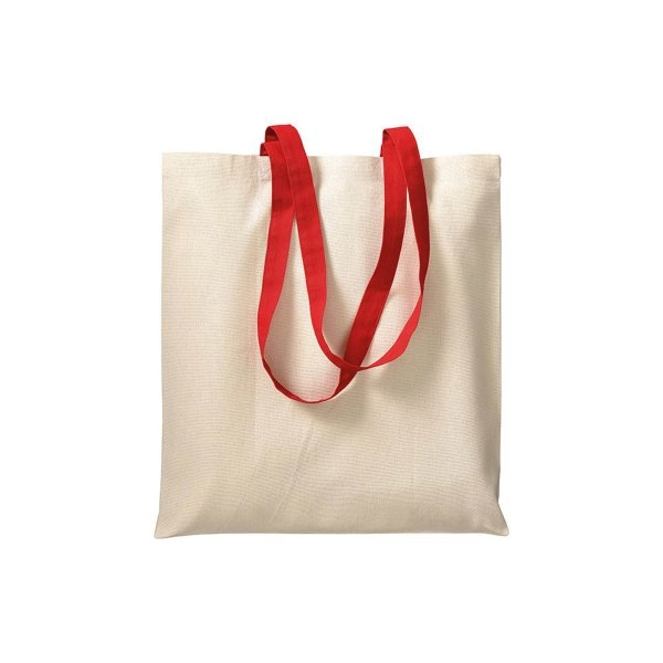 Immagine Shopper in cotone naturale 220 g/m2, manici lunghi colorati