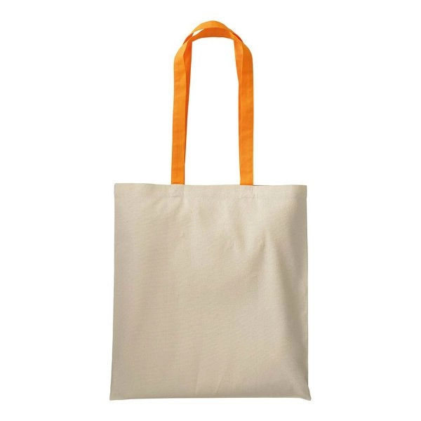 Immagine Shopper in cotone naturale 220 g/m2, manici lunghi colorati