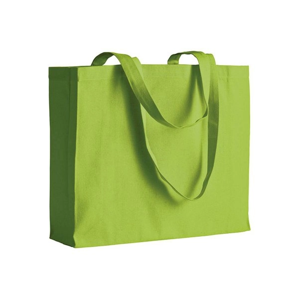 Shopper con soffietto in cotone 200 g/m2, manici lunghi