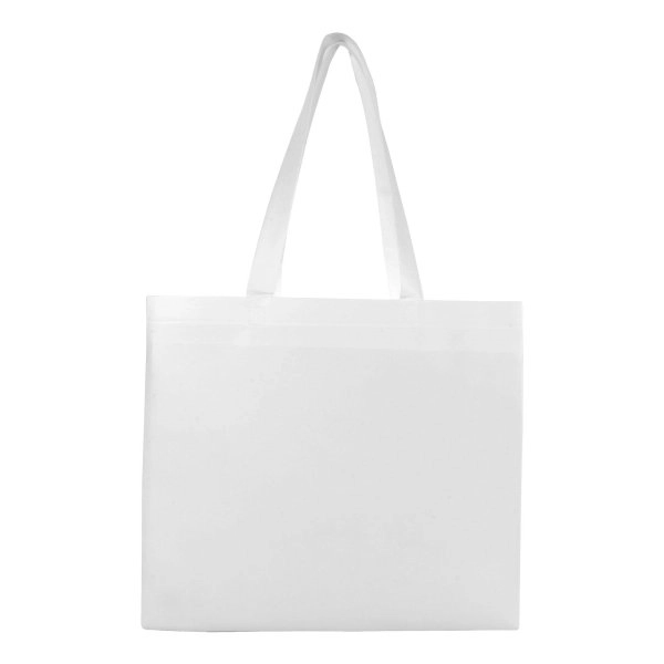 Immagine Shopper in TNT laminato, manici lunghi e soffietto