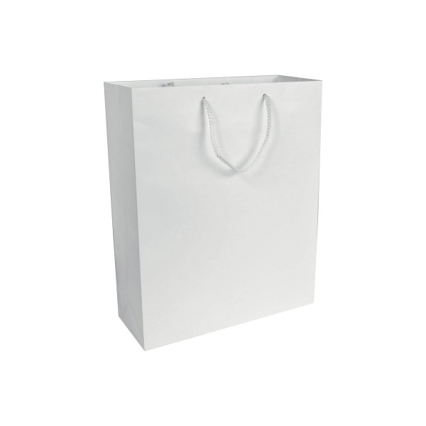 Immagine Shopper con soffietto in carta laminata opaca 157 g/m2 con rinforzo alla base