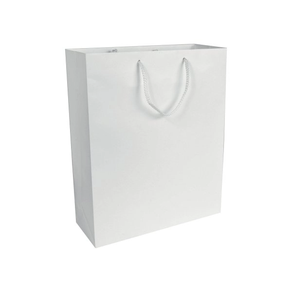 Immagine Shopper con soffietto in carta laminata opaca 157 g/m2 con rinforzo alla base