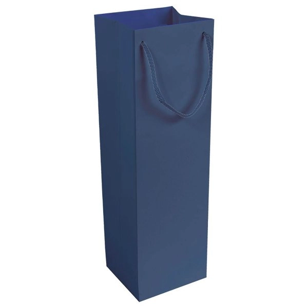 Shopper con soffietto porta bottiglia in carta laminata opaca 157 g/m2 con rinforzo