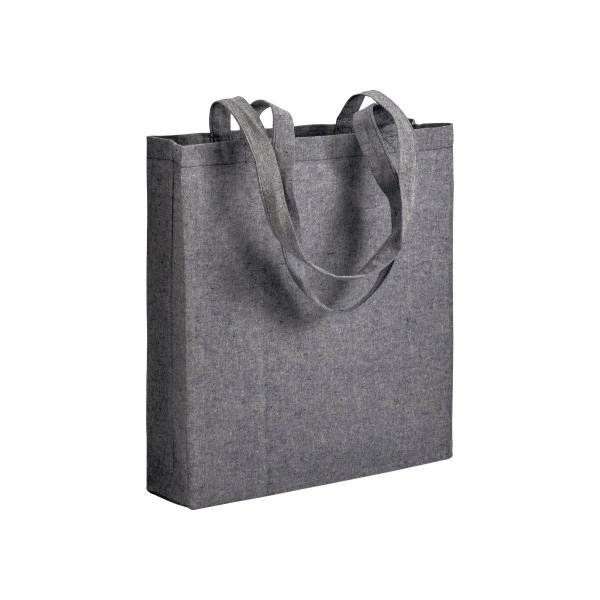 Immagine Shopper con soffietto in cotone riciclato 150 g/m2 effetto melange, manici lunghi