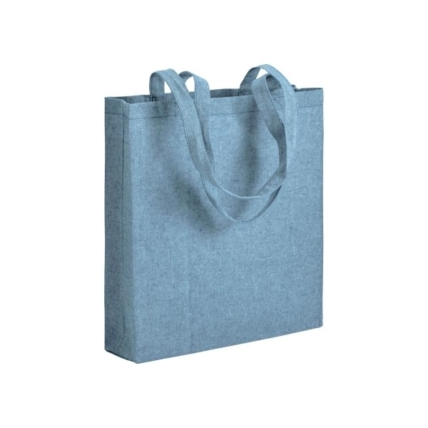 Immagine Shopper con soffietto in cotone riciclato 150 g/m2 effetto melange, manici lunghi