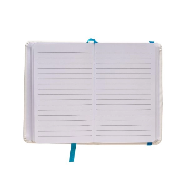 Immagine Quaderno in PU con elastico colorato, fogli a righe (80 pag.), segnalibro in raso