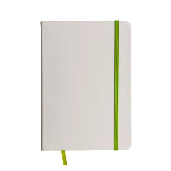 Quaderno in copertina in PU con elastico colorato(80 pag.), segnalibro in raso