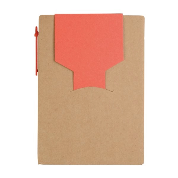 Immagine Block notes in carta riciclata, con penna in cartone e foglietti adesivi