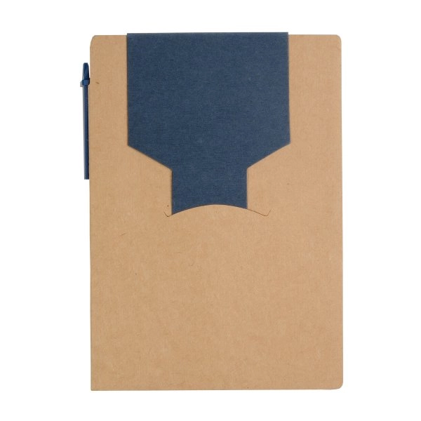 Immagine Block notes in carta riciclata, con penna in cartone e foglietti adesivi