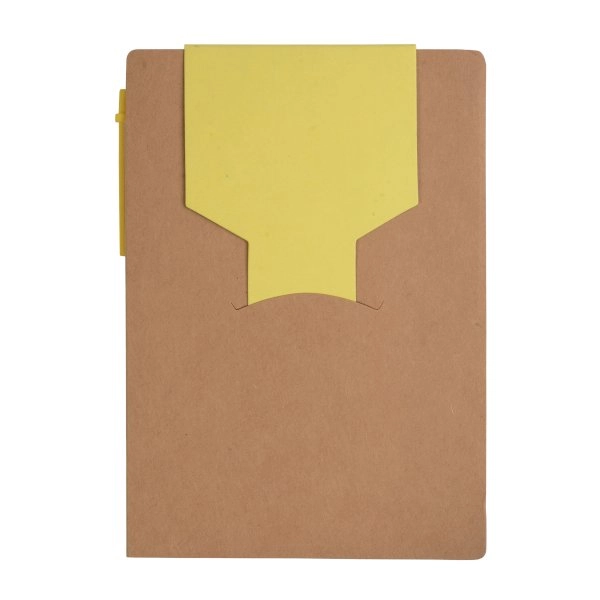 Immagine Block notes in carta riciclata, con penna in cartone e foglietti adesivi