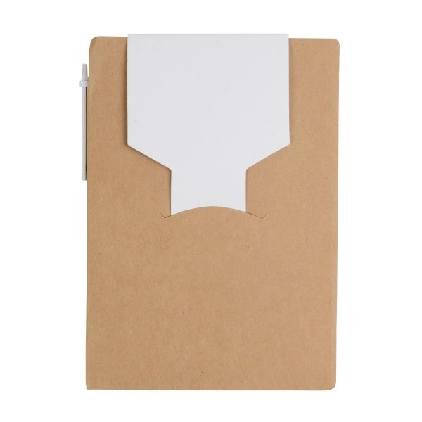 Immagine Block notes in carta riciclata, con penna in cartone e foglietti adesivi
