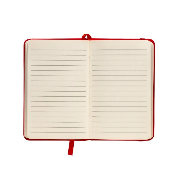 Immagine Quaderno in PU con elastico colorato, fogli a righe (80 pag.), segnalibro in raso