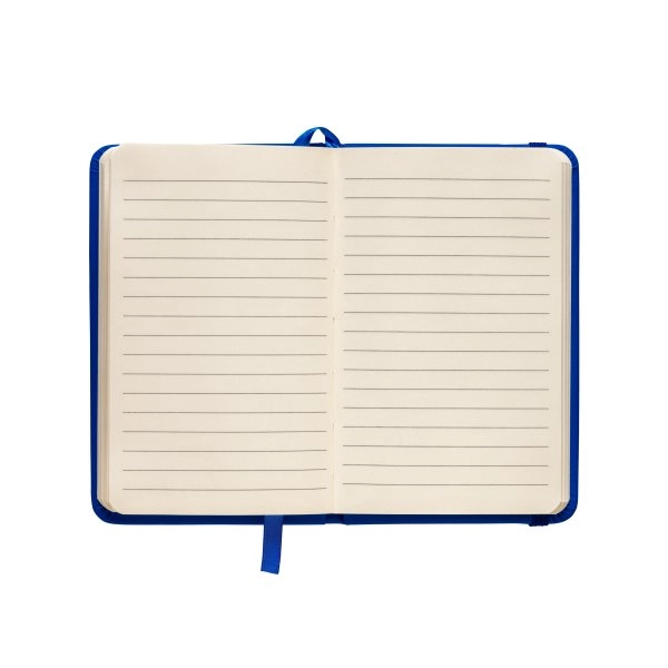 Immagine Quaderno in PU con elastico colorato, fogli a righe (80 pag.), segnalibro in raso